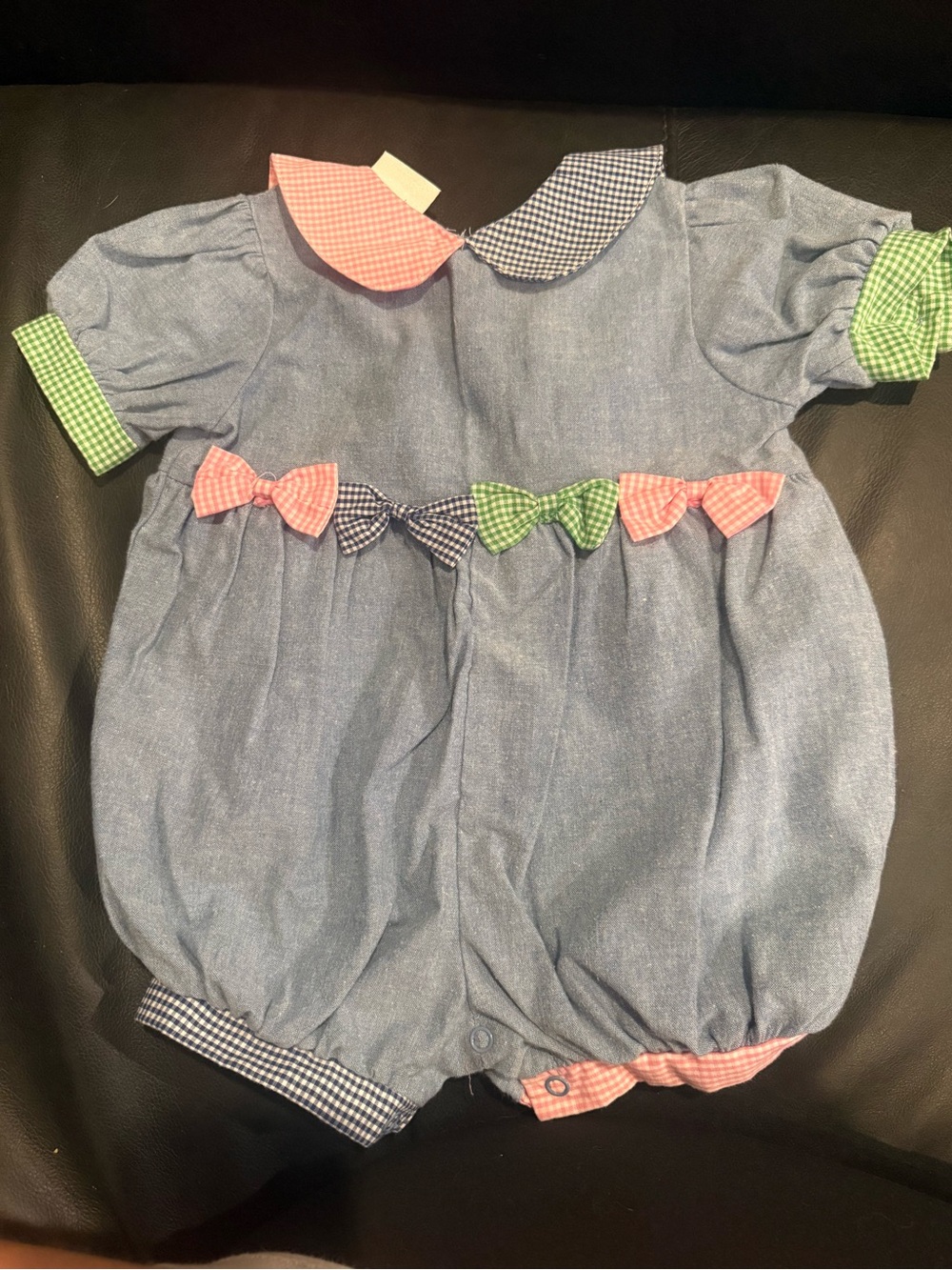 Vintage Pride N Joy Baby Bubble Romper with Gingham Bows